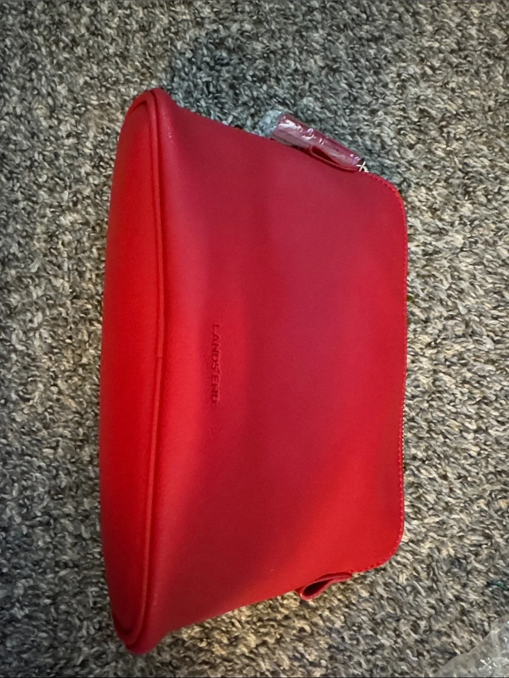 Lands' End bright red zip cosmetic pouch